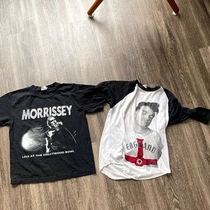 2 MORRISSEY shirts/ tees Small- Medium ( Hollywood Bowl + Cruel World )